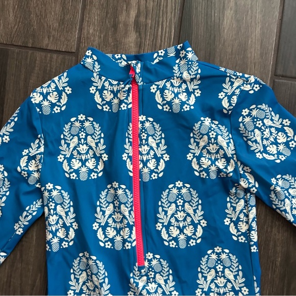 Boden Girls Sun Safe Raglan Sleeve Swimsuit Floral Birds Sz 13-14 Yrs - Picture 3 of 6